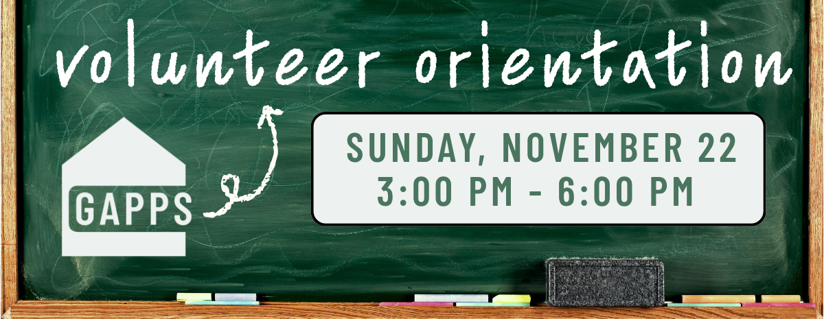 Volunteer Orientation - Sunday, Nov. 22